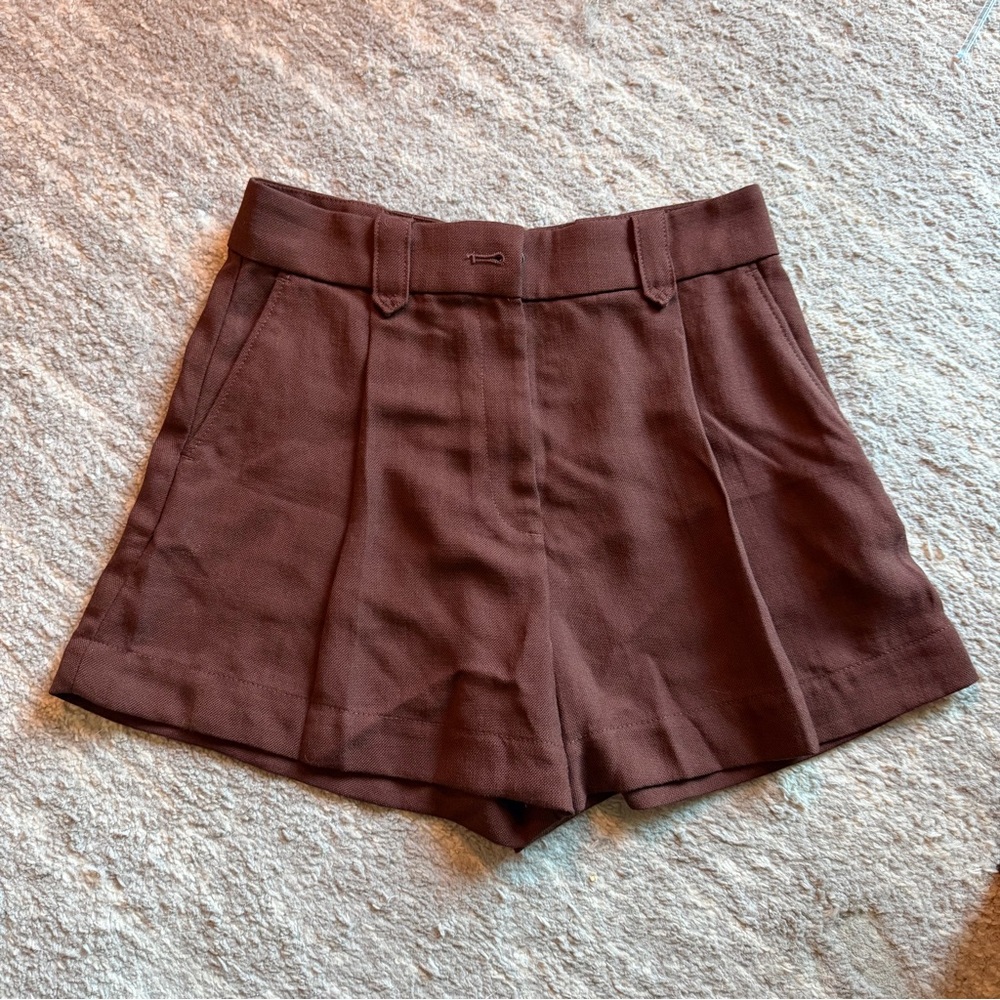 H&M high rise linen blend women’s tailored shorts US 4 NWOT
